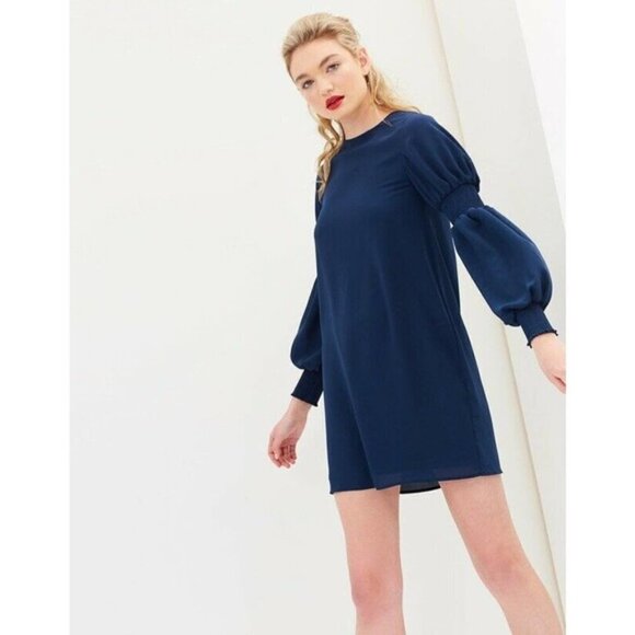 Cooper Street Angel Wing Dress 10 Iron Navy Crepe - Picture 1 of 9